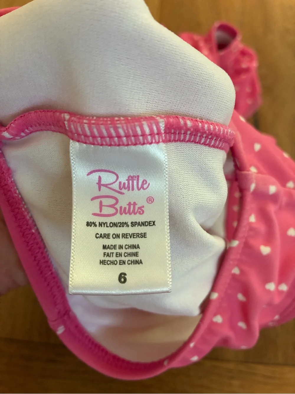 Girls Size 6 Pink Heart Ruffle Butts One-Piece Swimsuit